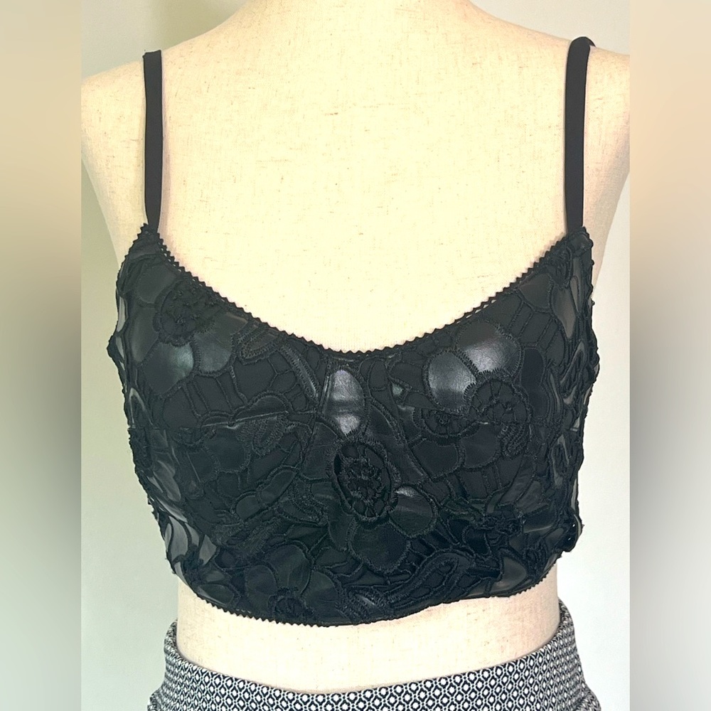 Bustier Top | Size S | Details in lace and synthetic lather | Color Black